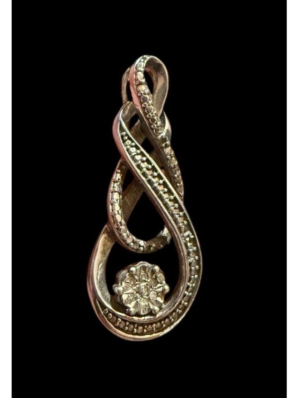 Designer 925 Sterling Silver Round Diamond Swirl Infinity Anniversary Pendant